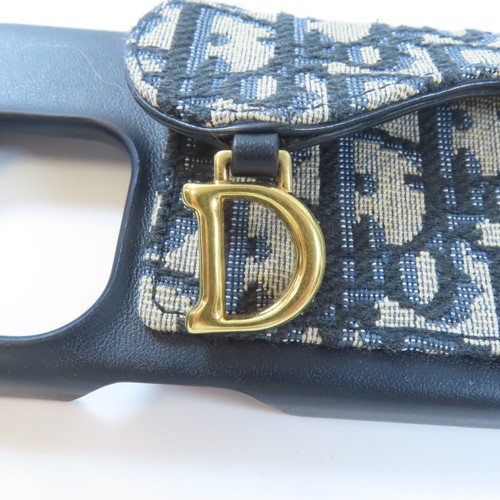Étui téléphone Christian Dior CD GHW toile cuir veau bleu noir 15 pro - Photo 6 sur 8