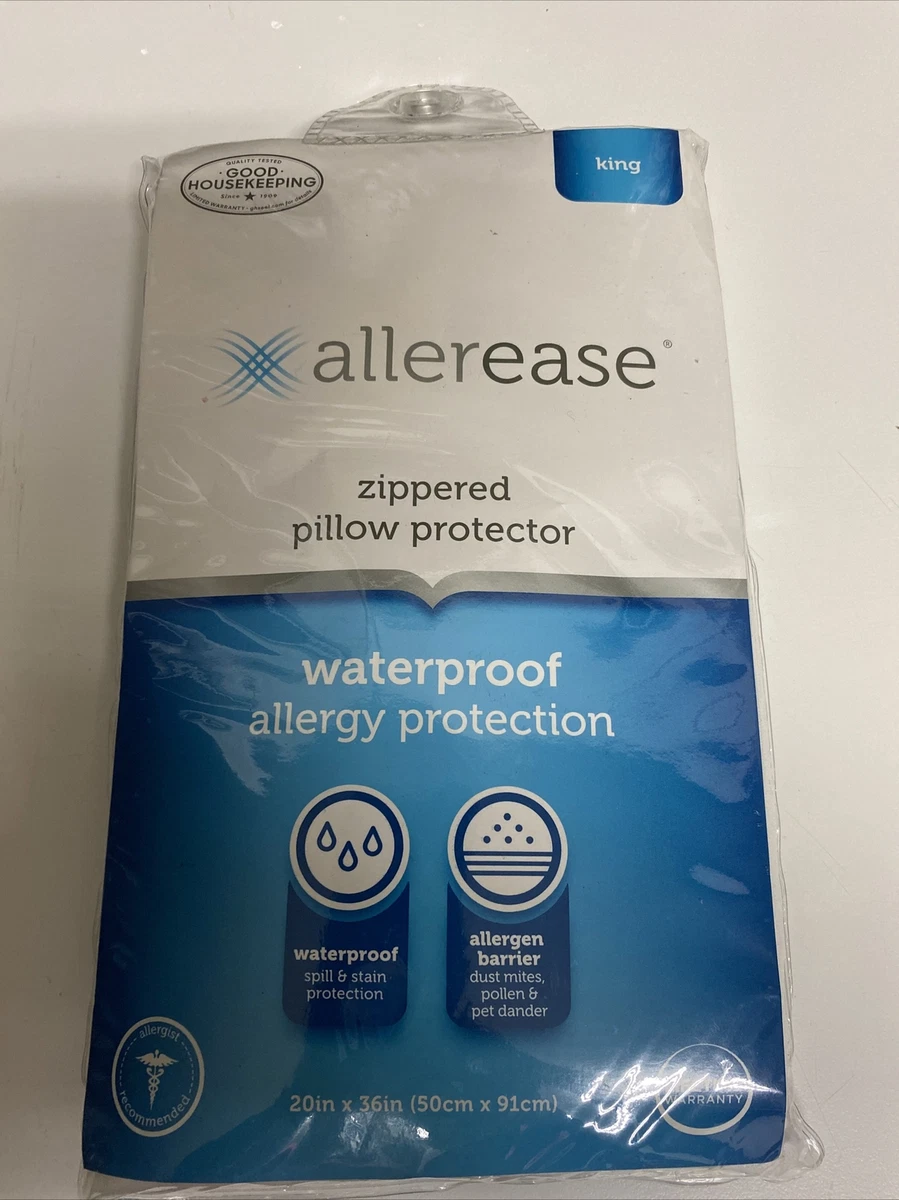 Aller Ease Waterproof Zippered Allergy Pillow Protector for King