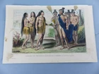 Antique ENGRAVING circa 1850 AMERICA costumes inhabitants of FLORIDA conquest,172