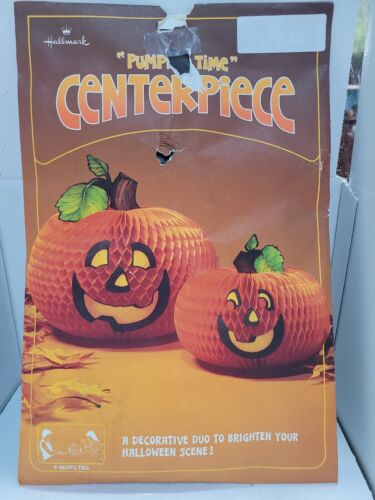 Vtg Hallmark Honeycomb Pumpkin Time Tissue Centerpiece 9" Jack-O-Lantern NOS
