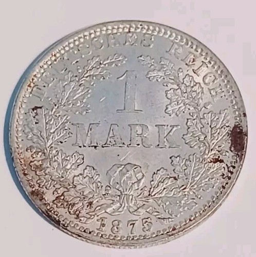 German Empire 1 Mark 1875-A 1st "Mark" Coin for newly unifed second Reich - Picture 1 of 2