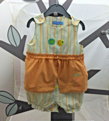 Einfach Combishort weiß gestreift orange grün blau Baby 9 Monate