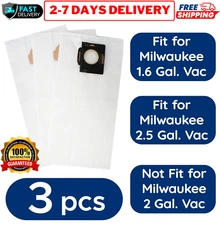 49902016 Fleece Dust Bags for Milwaukee 1.6 & 2.5 Gal Wet, Dry & Cordless Vacuum