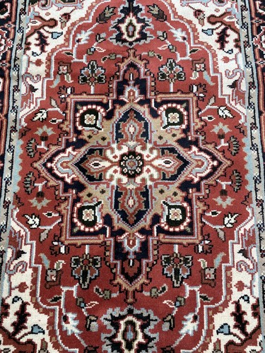 New Handmade in India Tribal & Geometric Oriental Accent Rug,Thick Soft Pile,5x8 - Picture 7 of 12