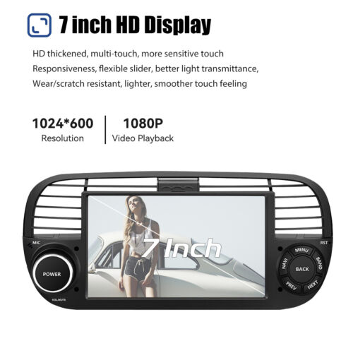 7" Apple Carplay Android 14 For Fiat 500 2007-2015 Car Stereo Radio GPS WIFI RDS - Picture 5 of 13