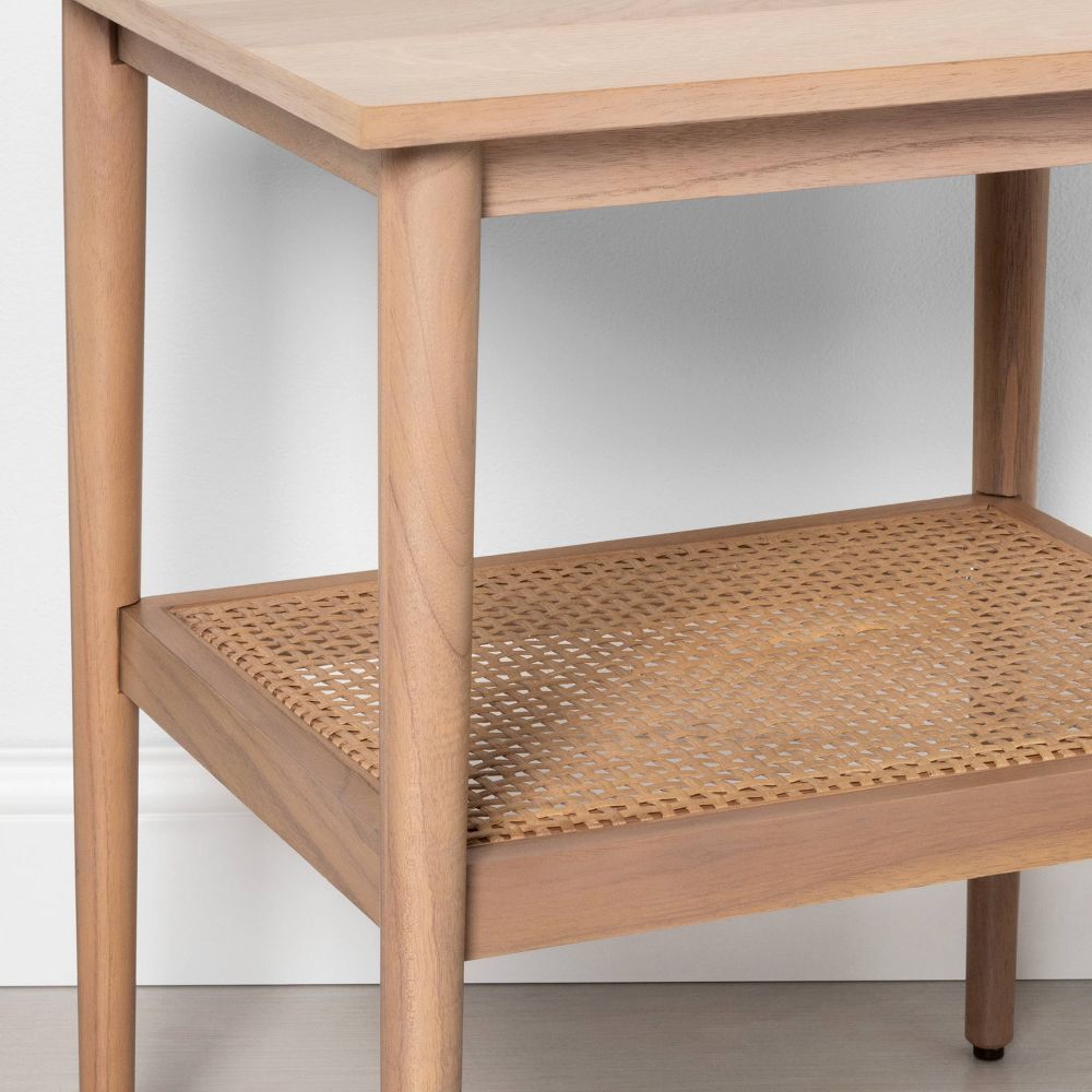 Wood Cane Accent Table Natural Hearth Hand with Magnolia