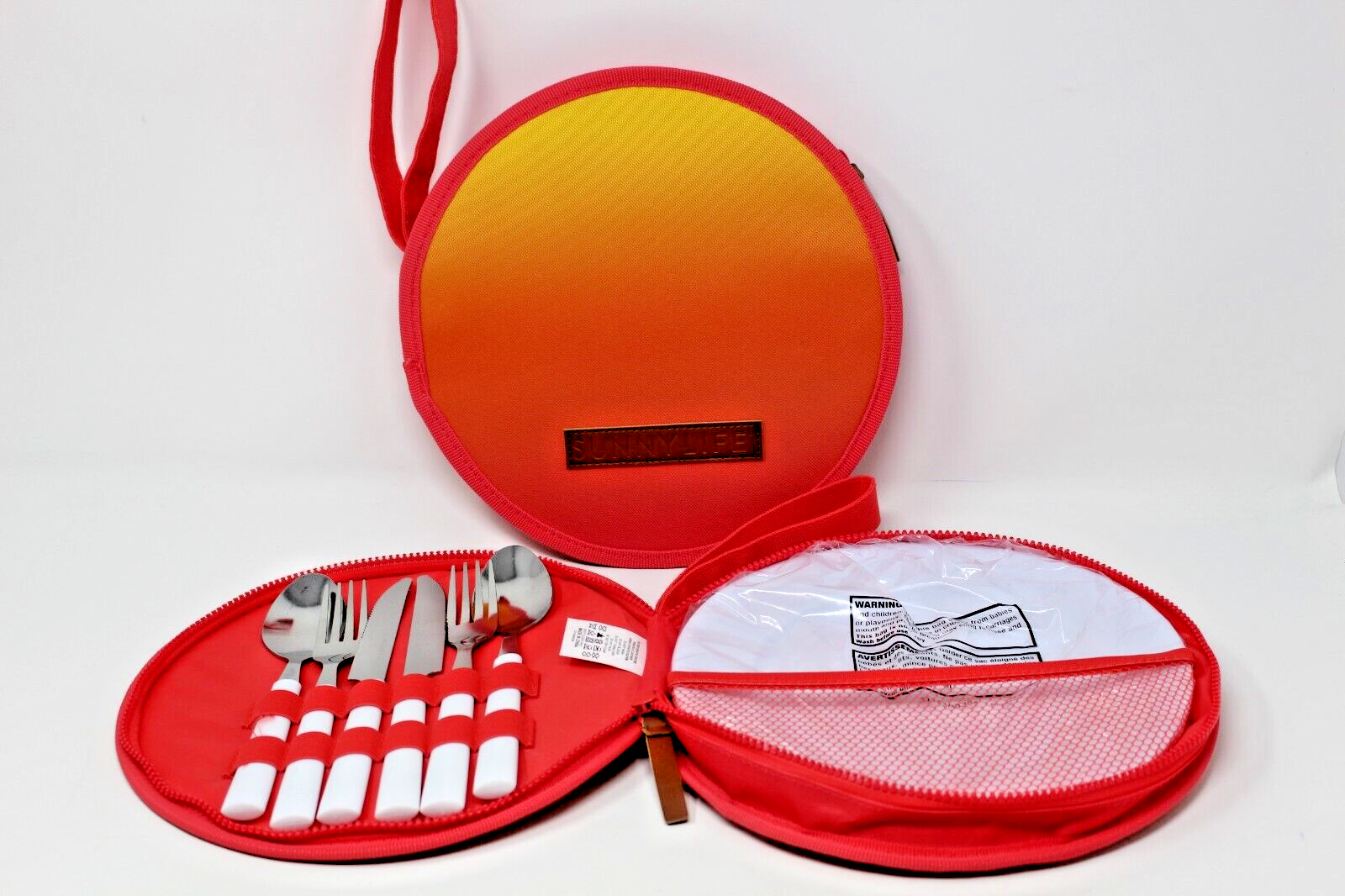 $DROP! Sunny Life NEW Picnic Plate And Silverware Holder Set For 2 Malibu Beach!