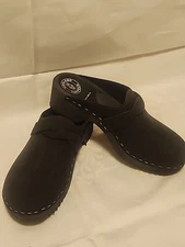 NEW Ugglebo Black Suede & Wood Traditional Women's Cloggs, Size US 6.5, EU 37