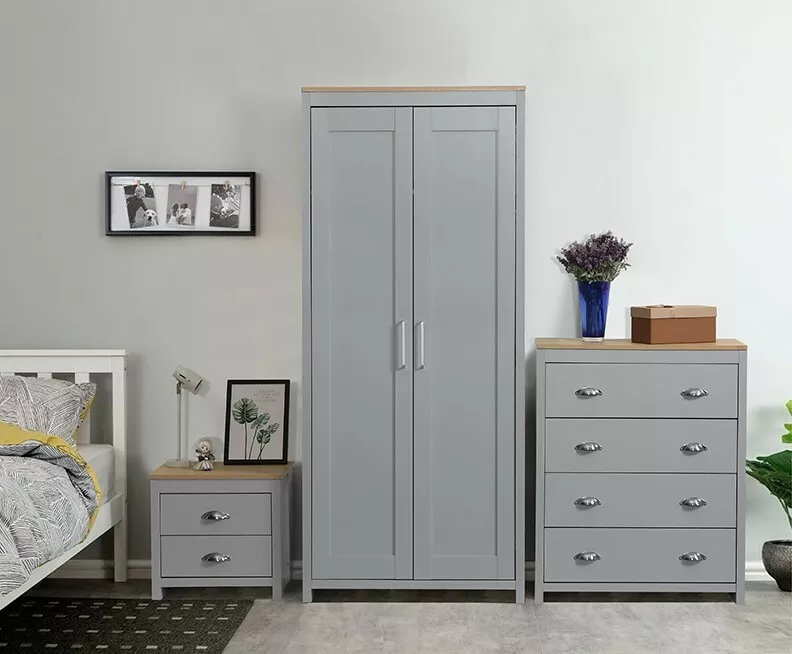 Grey wardrobe and drawers deals