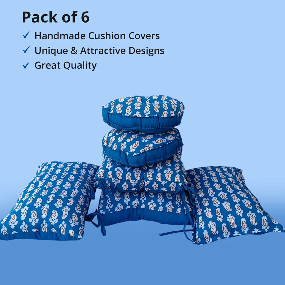 Premium Decorative Floor Cushion Set of 6 - Soft & Comfortable Pillows multi siz - Image 3 of 4