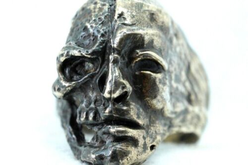 silver 925 Memento Mori Skull Ring Rare - Afbeelding 1 van 10
