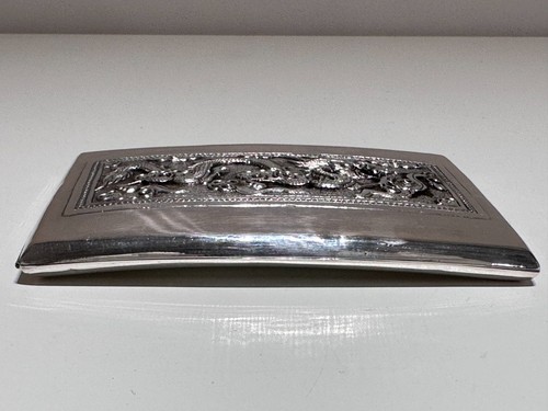 VINTAGE CHINA HAND MADE SILVER PLATED CIGARETTES CASE BOX WITH SILVER DRAGON - Picture 14 of 18