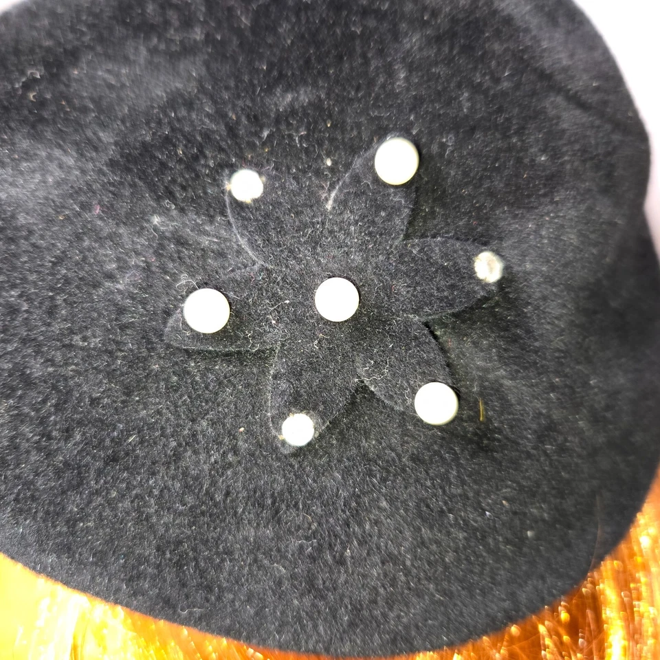 Boina de invierno estilo vintage para mujer de terciopelo negro pastillero sombrero con pedrería perlas Foto 2 de 4