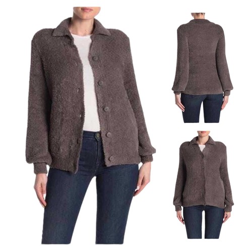 Susina Kunstfell Plüsch Fleece Teddy Kragen Cardigan Pullover grau Kätzchen Small - Bild 2 von 10