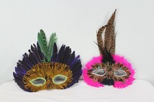 Pair of Masquerade Mask Feathers Ball Halloween Party Costumes