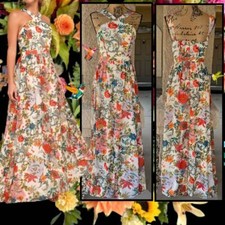 Lulus Lilja Cream Floral Print Maxi Dress Size XS