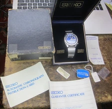 1970 Seiko 6139-6019  Deep Blue Chronograph COMPLETE WITH BOX ETC.