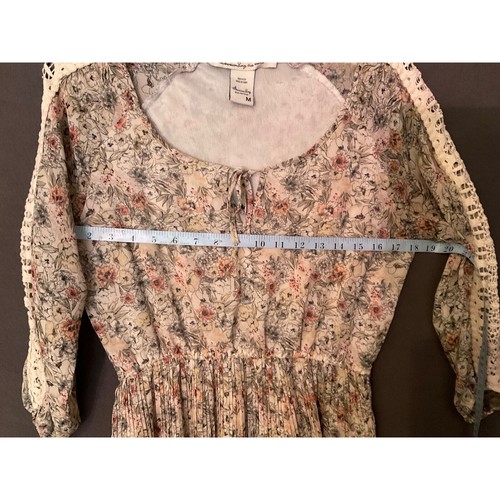 American Rag Floral Crochet Trim Dress Size M Lined Skirt Boho Style - Picture 5 of 7