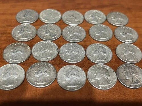 20 Washington Silver Quarters -'64-P- (Very Nice) Circulated Condition - Lot B