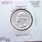 1958 PHILADELPHIA PROOF SILVER WASHINGTON QUARTER IN HIGH END PROOF CONDITION