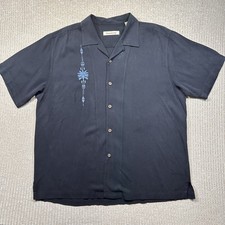 TOMMY BAHAMA Men s 100 Silk Hawaiian Embroidered Shirt Sleeve Shirt Size XL