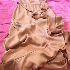 David's Bridal Women’s Pink Solid Satin Maxi Dress M One Shoulder Bow Zip