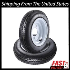 2PCS 4.80-8 4.80x8 Trailer Tires & Wheels 8" Rims 4 Lug on 4" Load Range C 6 PR