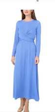 MSK Blue Knit Midi Dress Medium NWT SRP 89