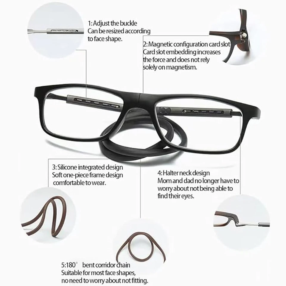 Gafas de lectura puente magnético conexión frontal anti luz azul para lectores Foto 3 de 4