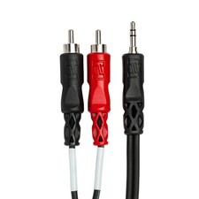 Hosa CMR-203 Stereo Breakout 3.5mm TRS to Dual RCA Patch Cable, 3''