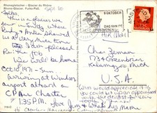 GOLDPATH: Netherlands postcard 1971 to USA airmail special cancel CV930_P31