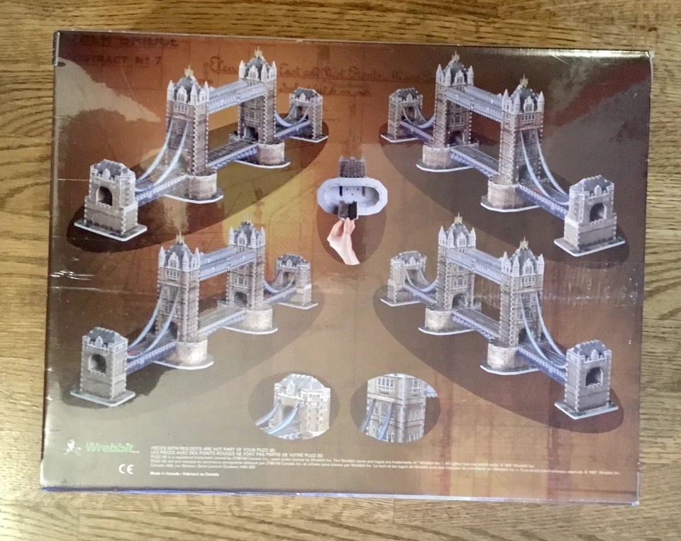 Wrebbit Puzz3D London Tower Bridge 819-piece 1997 Vintage Puzzle NEW Sealed - Image 3 of 4
