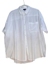 Splendid Women's Short Sleeve Button Up White Small 100% Viscose EUC