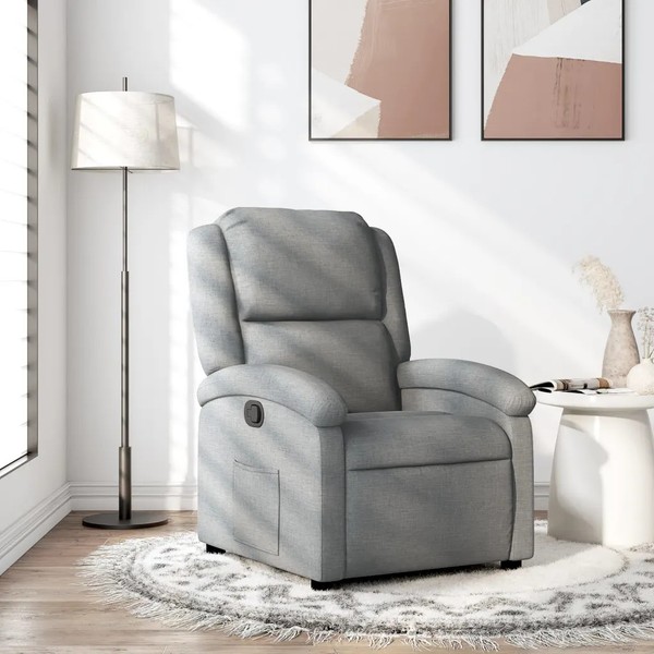 Relaxsessel Stoff Hellgrau Sessel Mit Liegefunktion Fernsehsessel Wohnzimmer-image