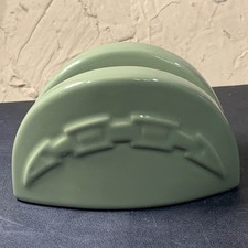 Longaberger Pottery Sage Green Taco Holder Set of 2 Woven Embossed Design
