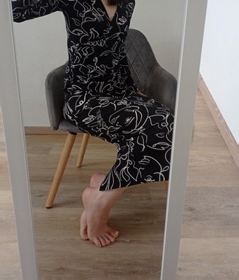 Damen Maxikleid   Schwarz Weiß   Langarm, eng   Größe XS