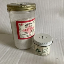 Vintage White Iridescent & White Plastic Glitter Franks & Leewards