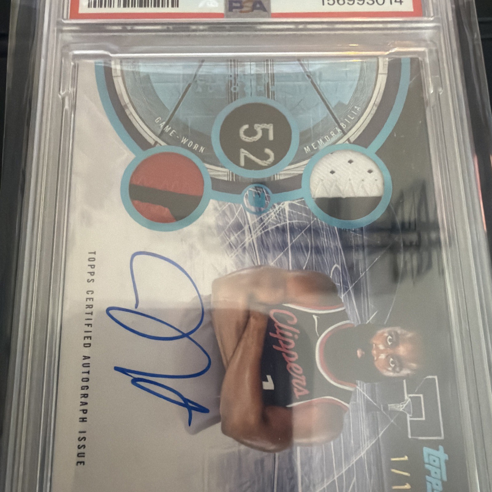 2025 Topps 3 Basketball James Harden Game Worn 3 Patch Auto 1/1 Platinum PSA 8 view 6
