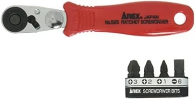 ANEX Ratchet Screwdriver Compact Bit 52 Straight Type 5 Bits No.525-5B F/S Track - image 1 of 3