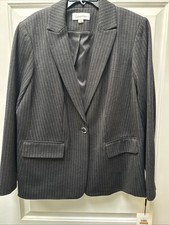NWT Calvin Klein Blazer Women s Plus 16W Black Pinstripes