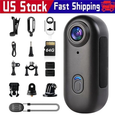Mini Body Camera 4K/1080P FHD 64GB Wearable Action Cam | POV Hands-Free Thumb-S