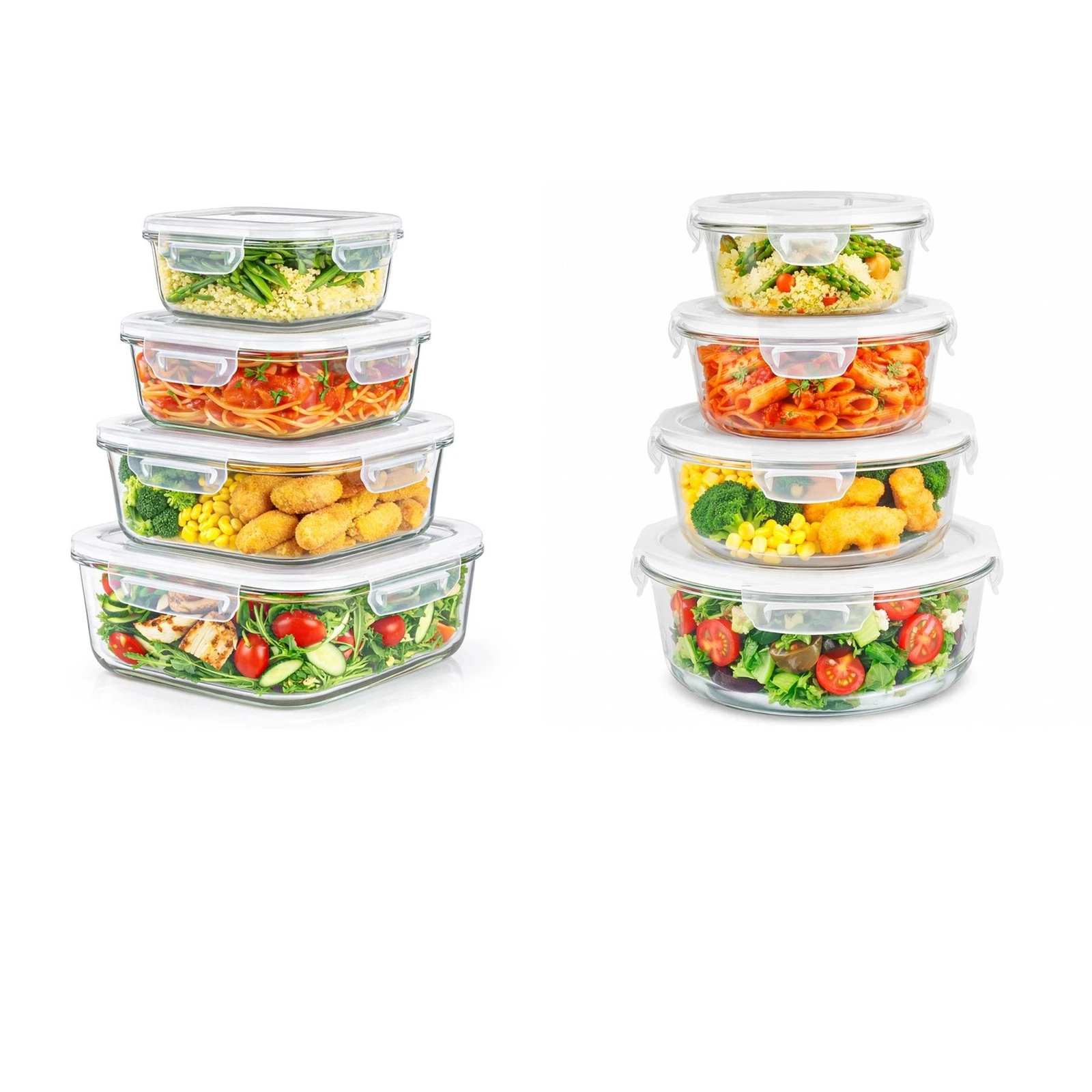 Glass Food Containers Meal Prep Storage Snap Lock Lids Round Square
Opens in a new window or tab