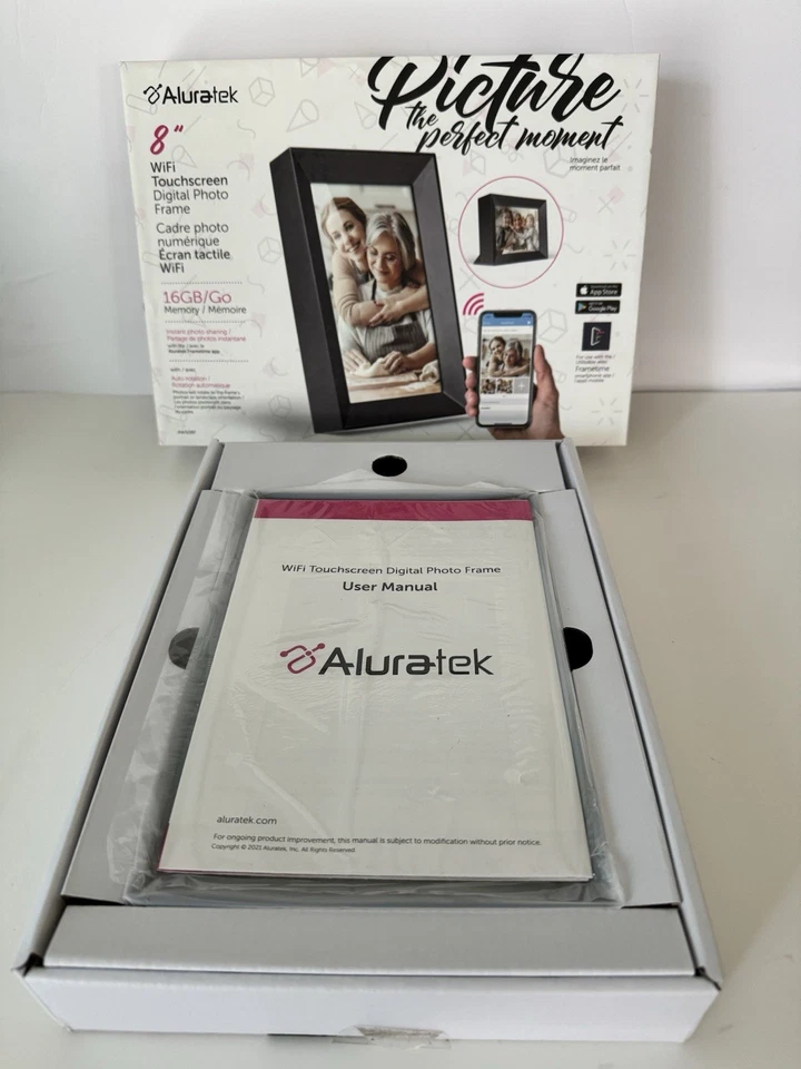 Aluratek 8” Touch LCD Wireless Wi-Fi Touchscreen Digital 16gb Photo Frame NEW - Image 4 of 4
