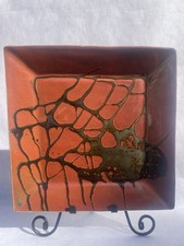 Two Large HANDMADE  serving platters burnt orange-unique glaze-Gallery Quality