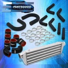 Universal 2.5" Intercooler Piping Kit Black Aluminum U-Pipes + Clamps & Couplers