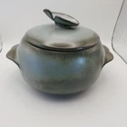 Vtg Frankoma Bean Pot 4V Blue Woodland Moss Plainsman