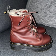 Doc Martens Jadon FL Cherry Red Leather Platform Sole Boots Fu Lt Liner Uk4/37