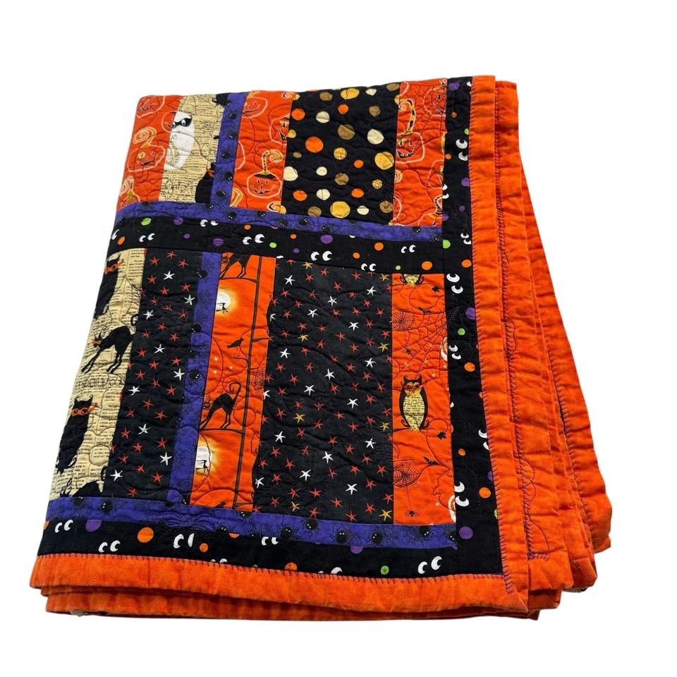 Manta de cama vintage con motivo de edredón temático de Halloween retazos tamaño queen Foto 3 de 4
