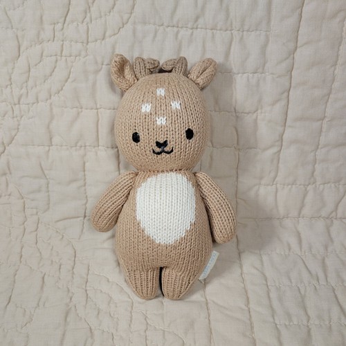 Peluche câlin + gentil bébé cerf tricot marron blanc fauve 8" jouet poupée petite mini