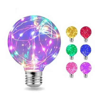 1x LED Edison String Nacht Glühbirne E27 E26 G95 Buntes Runder Globus Glas